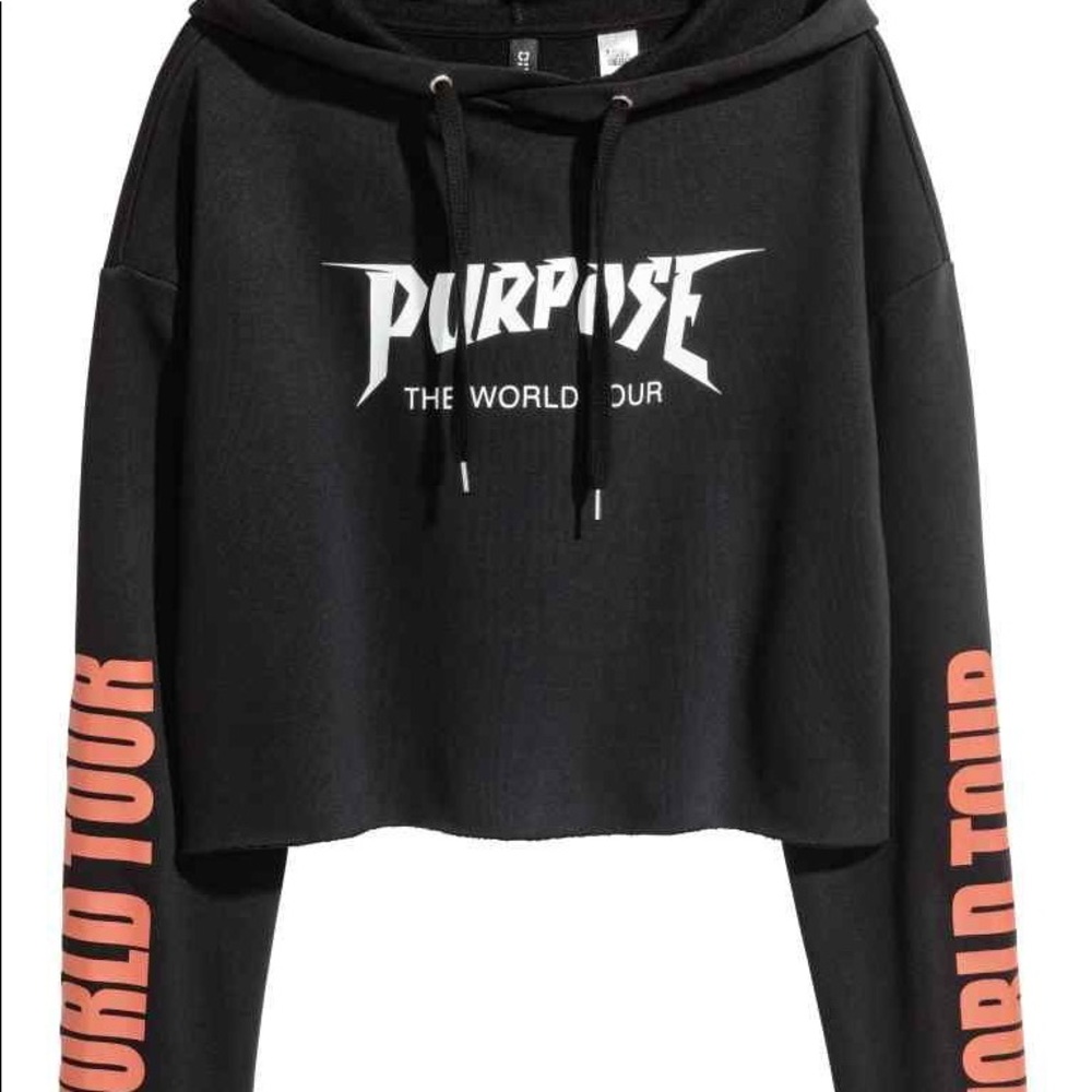 H&M justin bieber purpose tour cropped hoodie